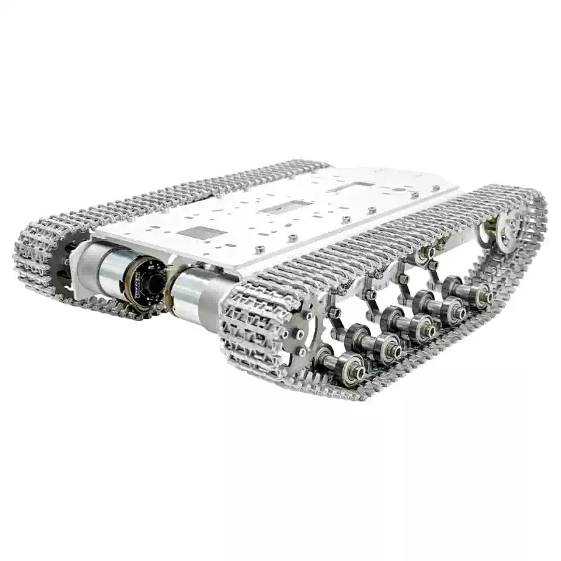 Stötdämpande bandrobotchassi av metall